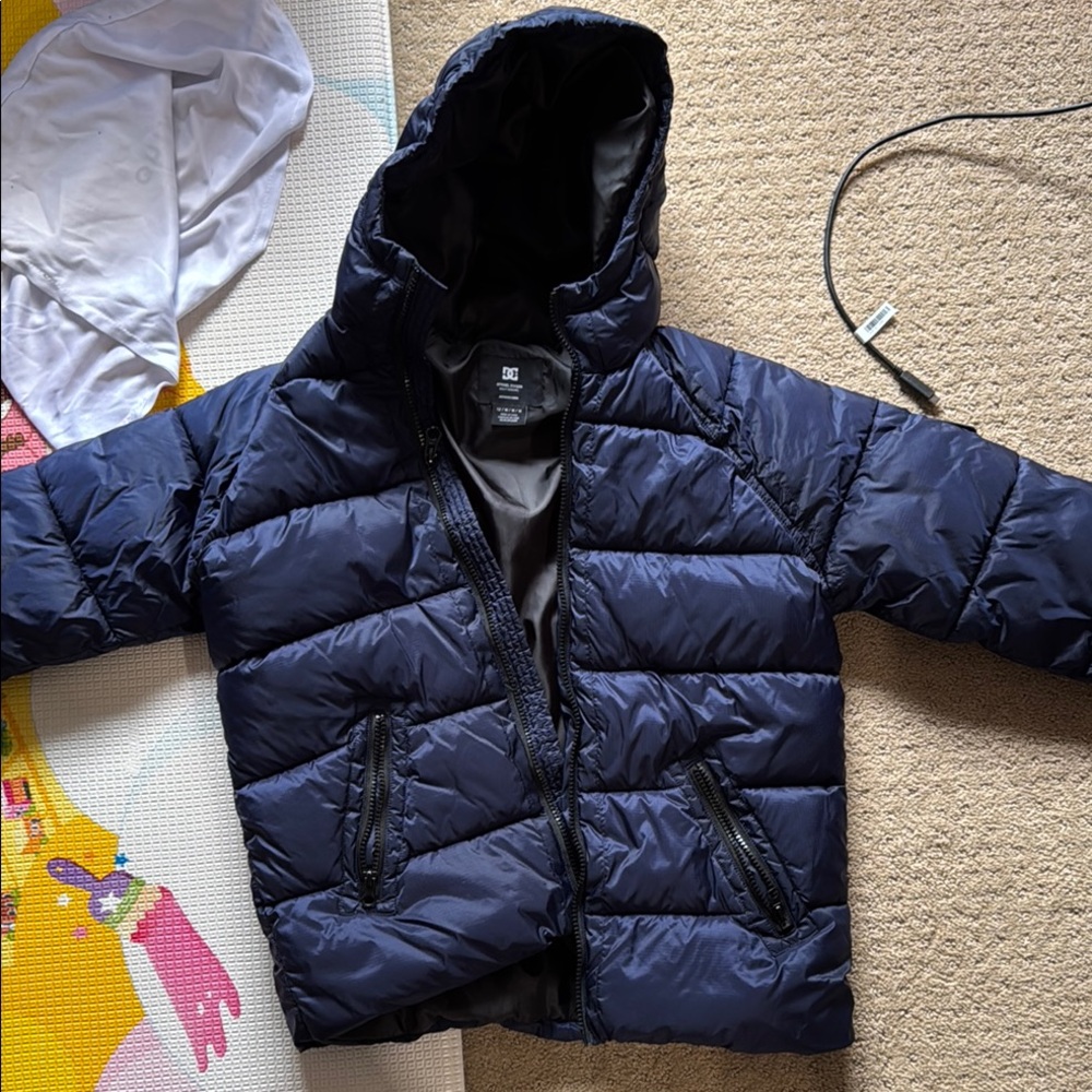 DC Blue Quilted Puffer Jacket with Hood